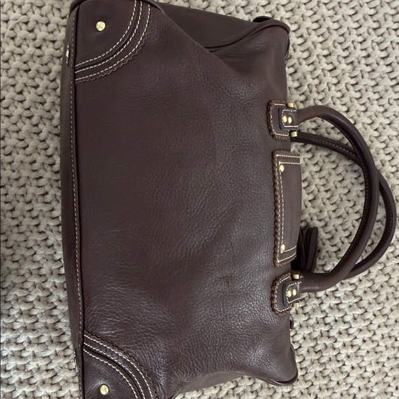 J.Crew Brown Leather Satchel Tassel Handbag Top Handle EUC - Picture 2 of 8